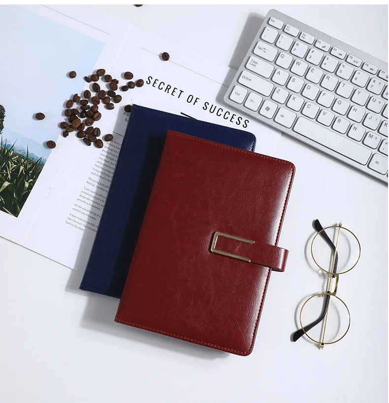 A5 Journal Agendas Notebook with Pen 2024 Custom Logo Pu Leather Gift Paper Material Notepad Spiral Notebook Leather Portfolio