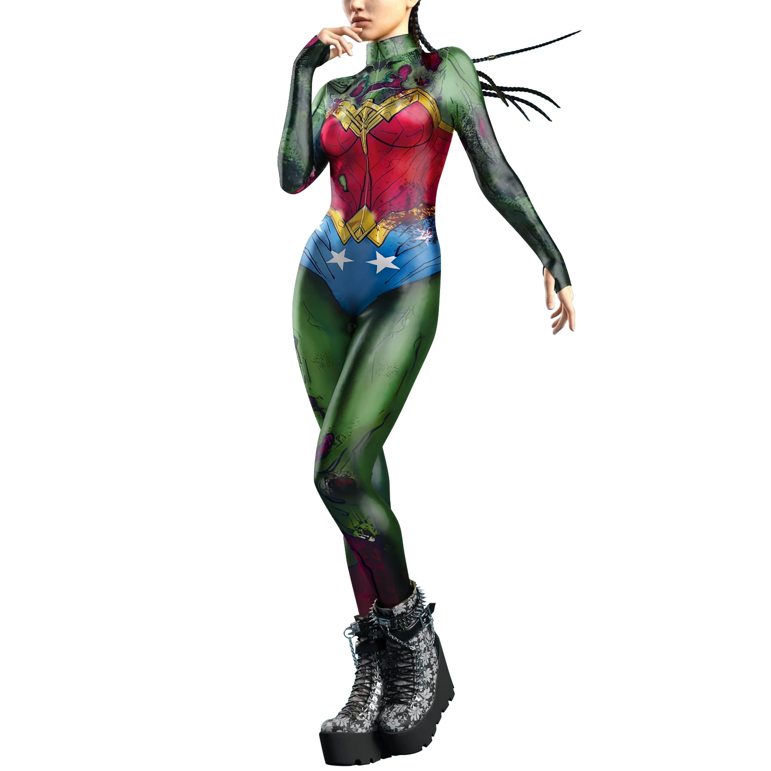 NADANBAO Halloween Cosplay Jumpsuit Marvel movies Digital 3D Printed tight slim rompers Costume women tops outfits suit