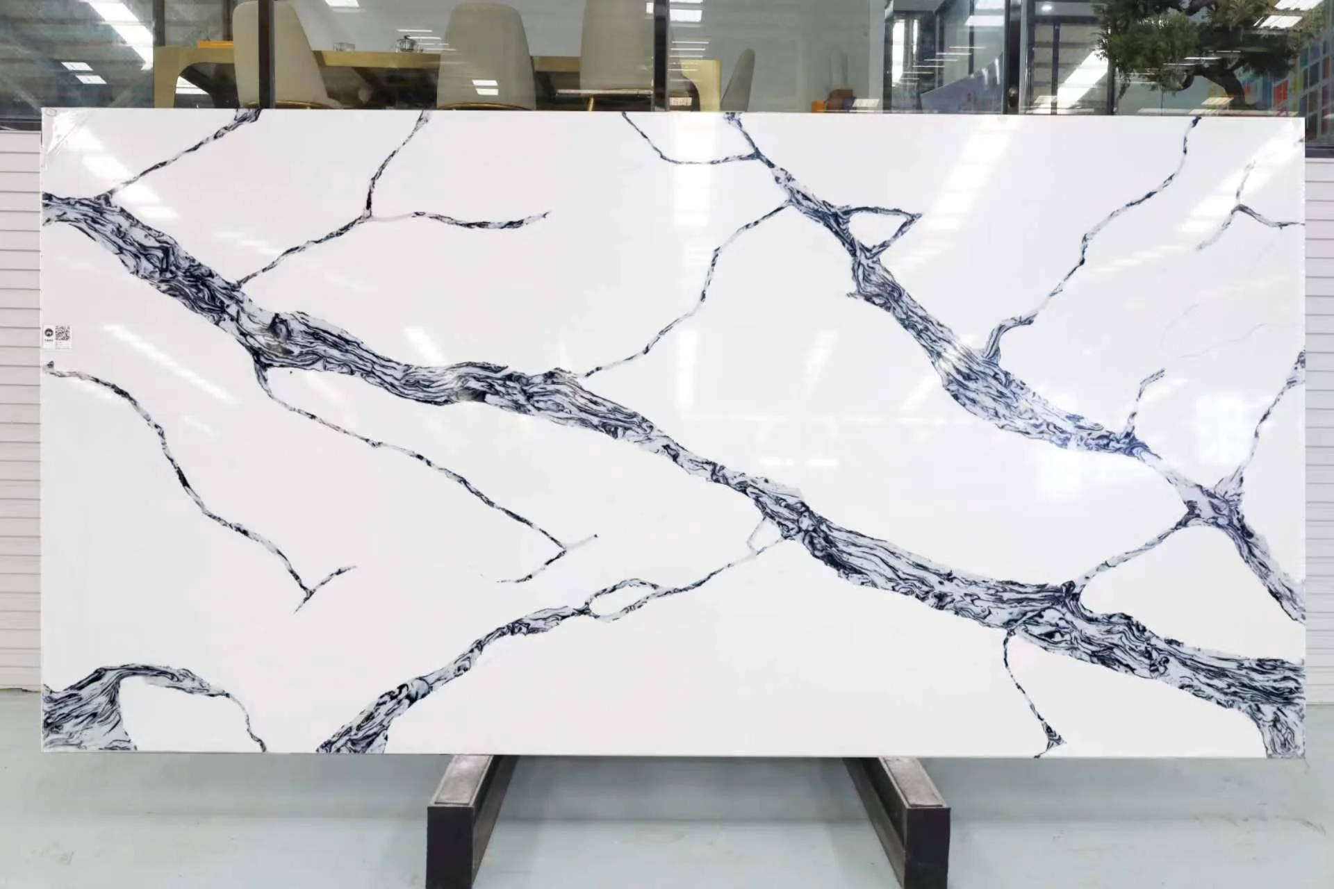 Dong Xing artificial DXQ6353 Calacatta black resin slabs quartz stone 2cm thickness quartz countertop stone