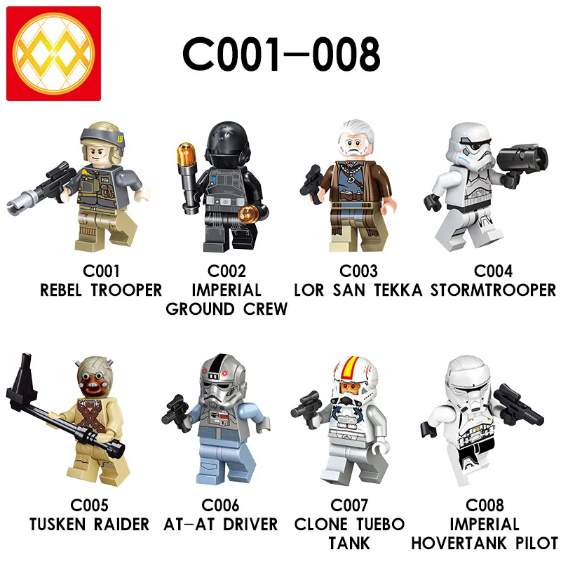  C009-014 космические войны супер Боевой Дроид робот R2-D2 C-3PO цвета: черный красный королевский гвардии IG-88 модели строительные блоки игрушки для детей