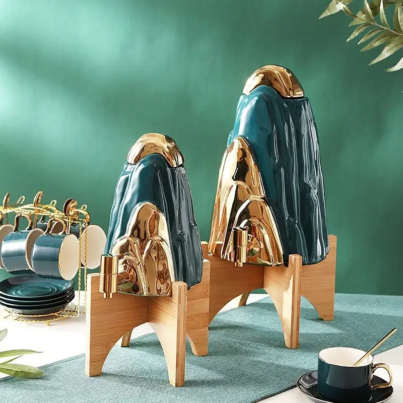 Drop Shipping Nordic Gold-plated Ceramic Mountain-shaped Cool Kettle Cup Set with Faucet Household Cold Kettle Drink Pot