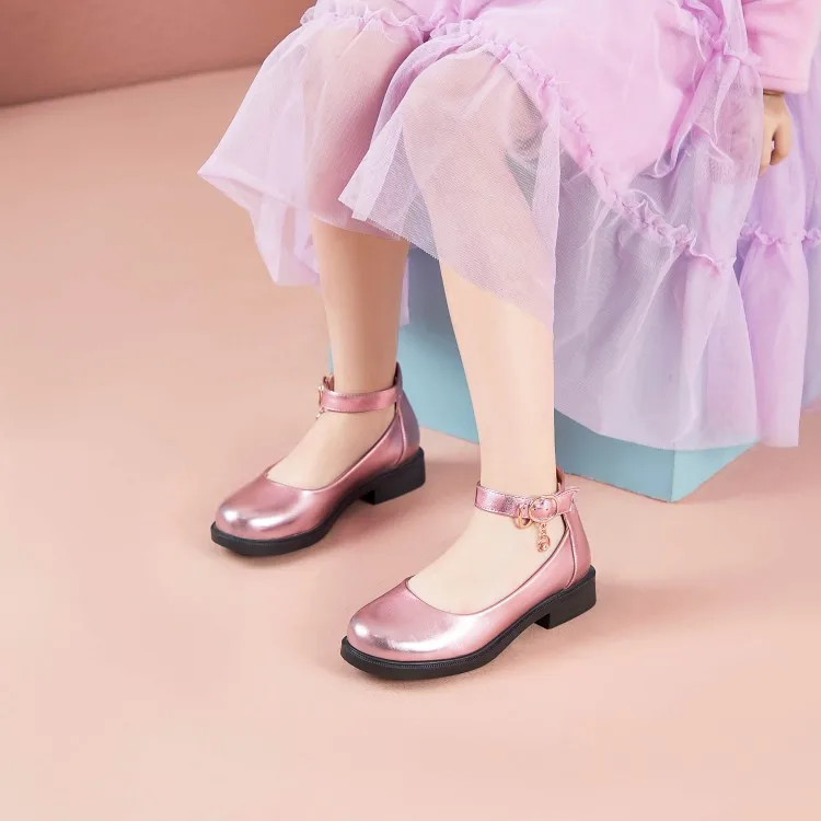 
Spring new low-heeled small leather shoes children princess shoes zipper pendant fashion European and American wholesale 