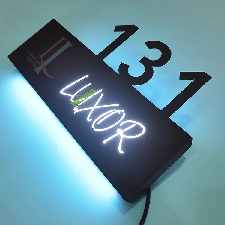 YIYAO из нержавеющей стали светодиодная светящаяся табличка с номером двери отеля