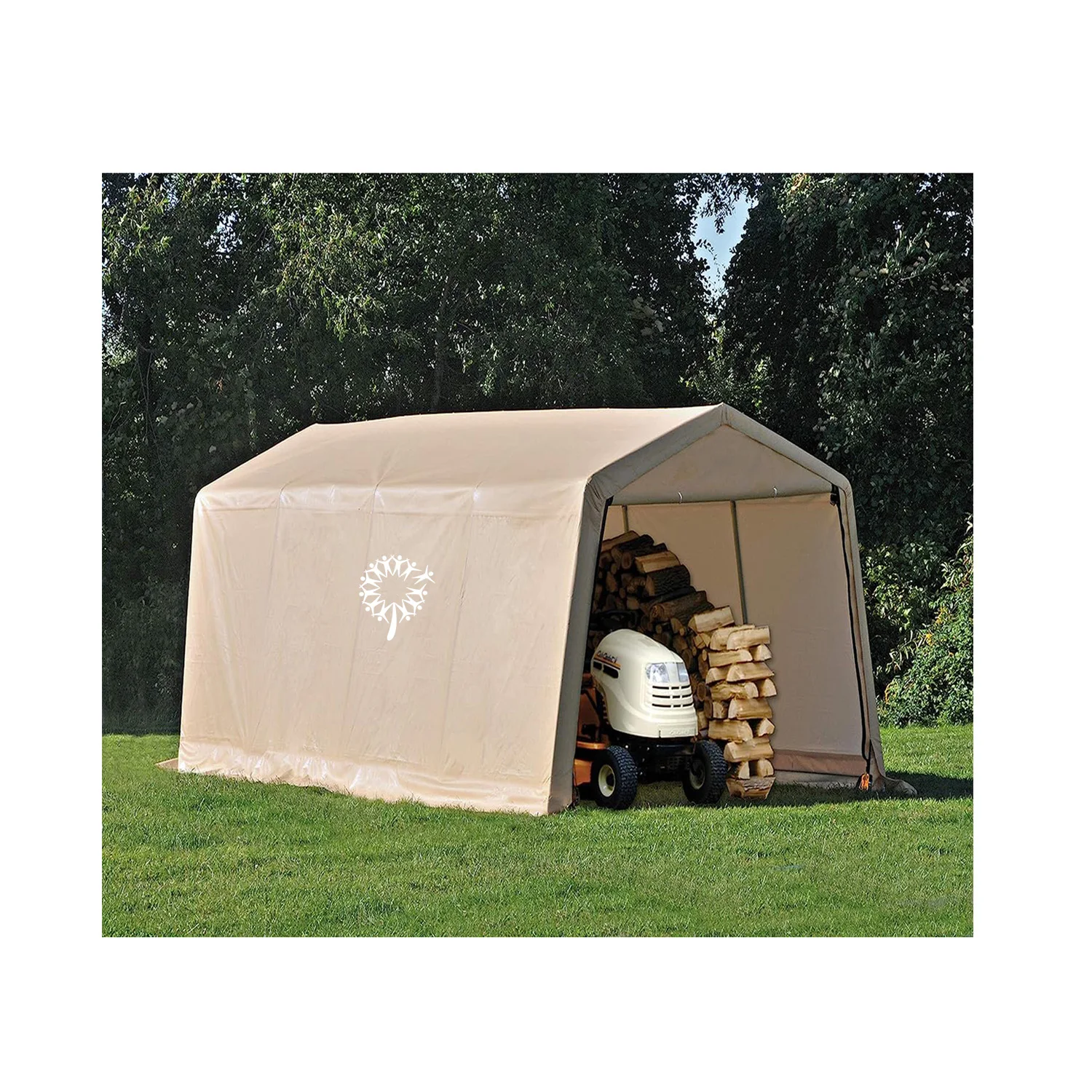 Dandelion Wholesale Waterproof Steel Frame Roof Instant Outdoor Lawn Mower Firewood Portable Garage Shelter with Ripstop Cover