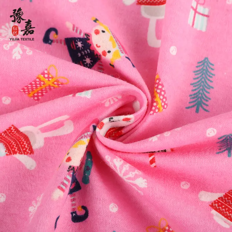 
Printed cotton flannel for baby cloth pajamas custom designs with Christmas gifts pattern 