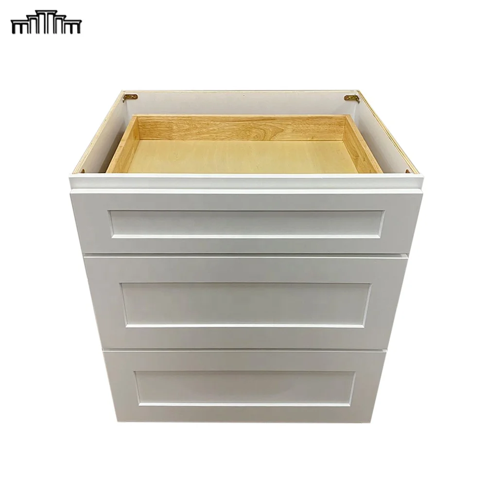 RTA Manufacturer Wholesale US Shaker Style DB30 Wooden Unfinished/Painting Kitchen Base Cabinets With Dovetail Joint Drawer Box