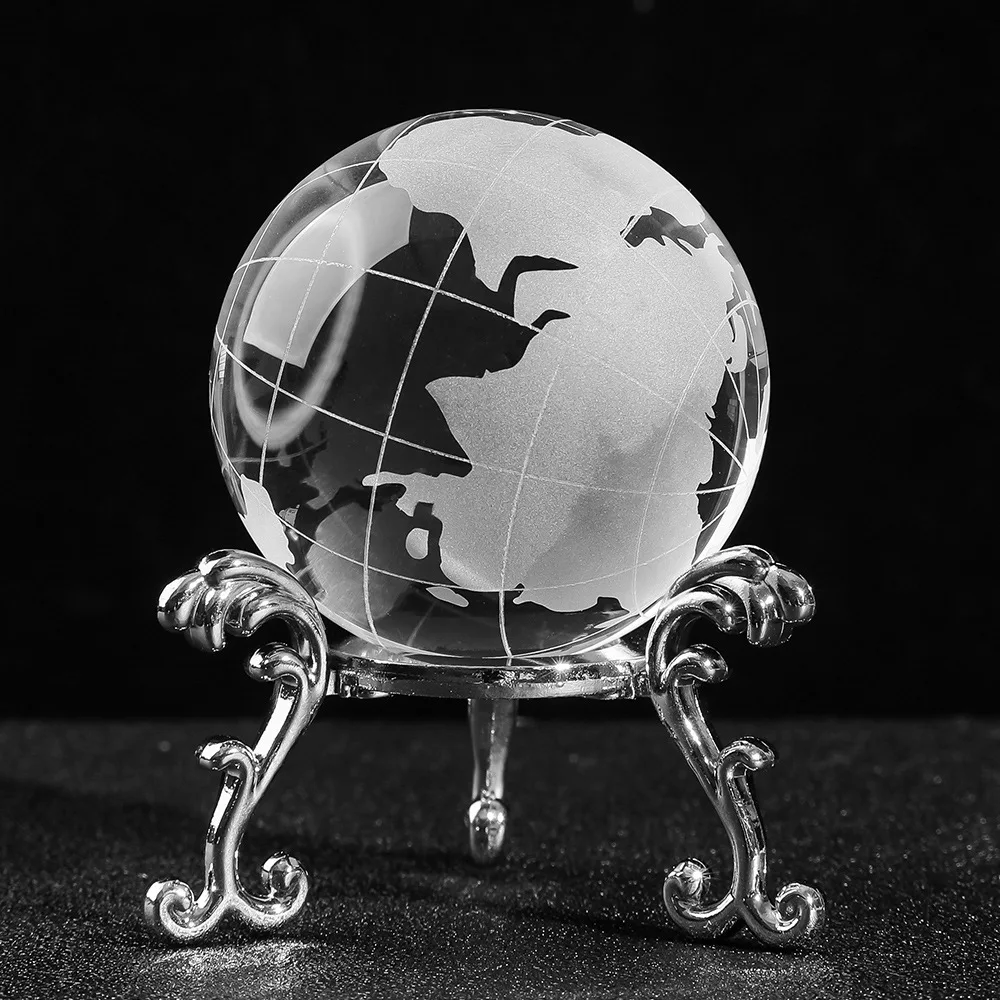 Custom Crystal Globe Paperweight 3D Laser Engraved Glass Sphere Display Ball Meditation Ball Home Decoration