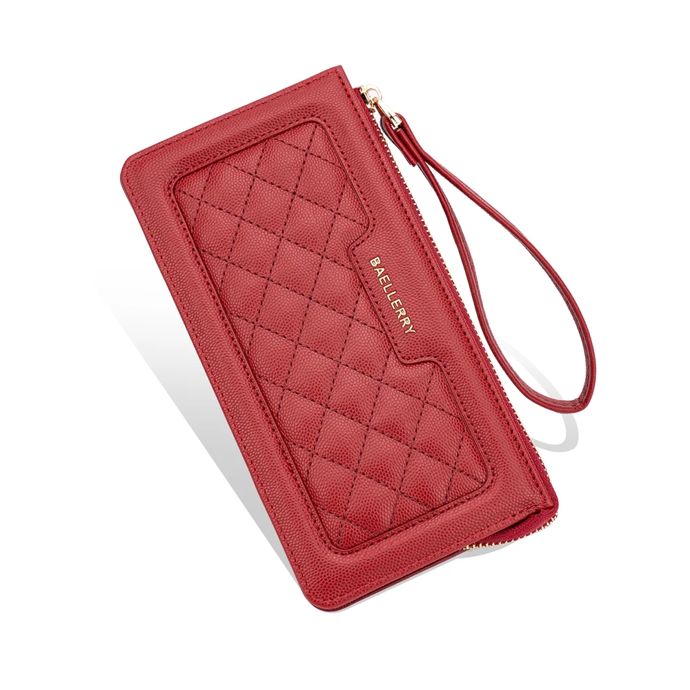 Baellerry  Pu Leather Phone Purse Ladies Small Zipper Handbag Trendy Women Long Leather Card Cash Wallet