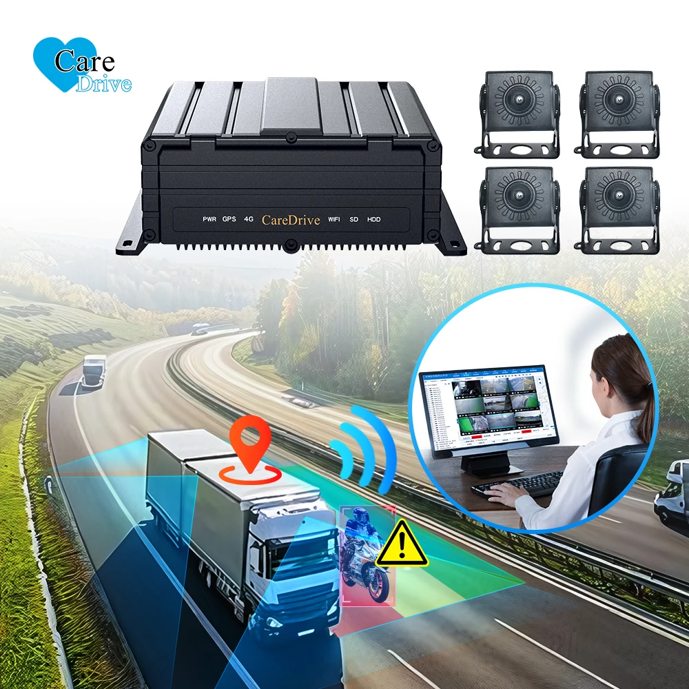 CareDrive MR920-BSD Safety Car Truck Bsd Monitor AI Gps 3G 4G Wifi 1080P Ahd Mdvr Blind Spot Pedestrian Detection Warning System