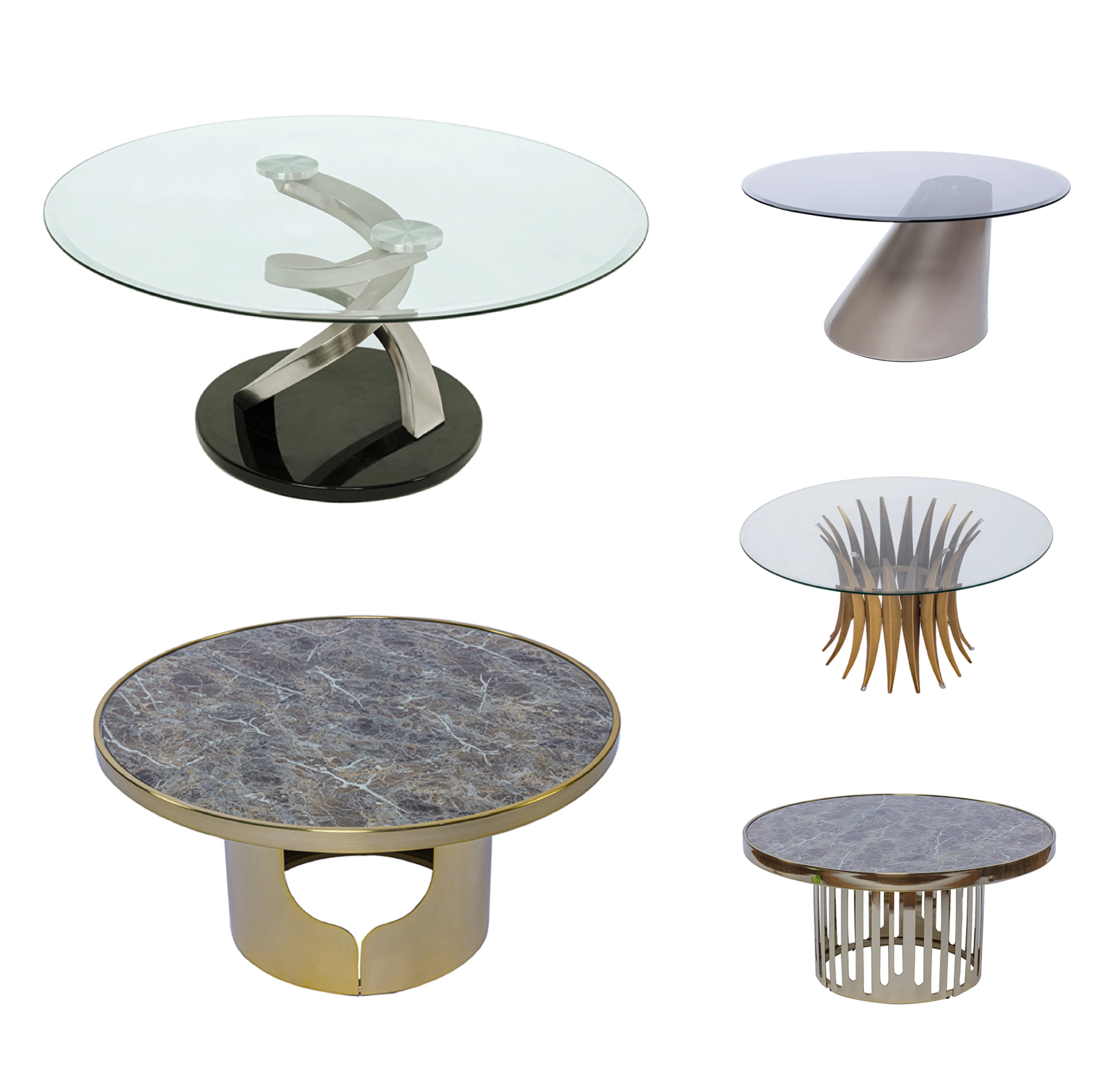 Living Room Custom Made Triangle 3 Leg White Round Nordic Wrought Iron Marble Tea Center Coffee Table