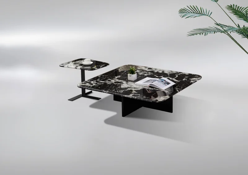 Modern Design Environmentally Friendly Coffee Table Home Living Room Furniture Wood Veneer Textured Finish Paint Staircase Use