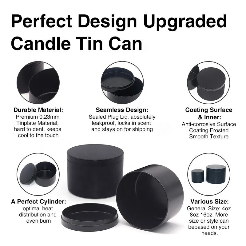 Factory Direct Sell Candle Tins With Lid 4 Oz Custom White Jar Matte Empty Tin Box For Candle Making Tin Can Candle Holder