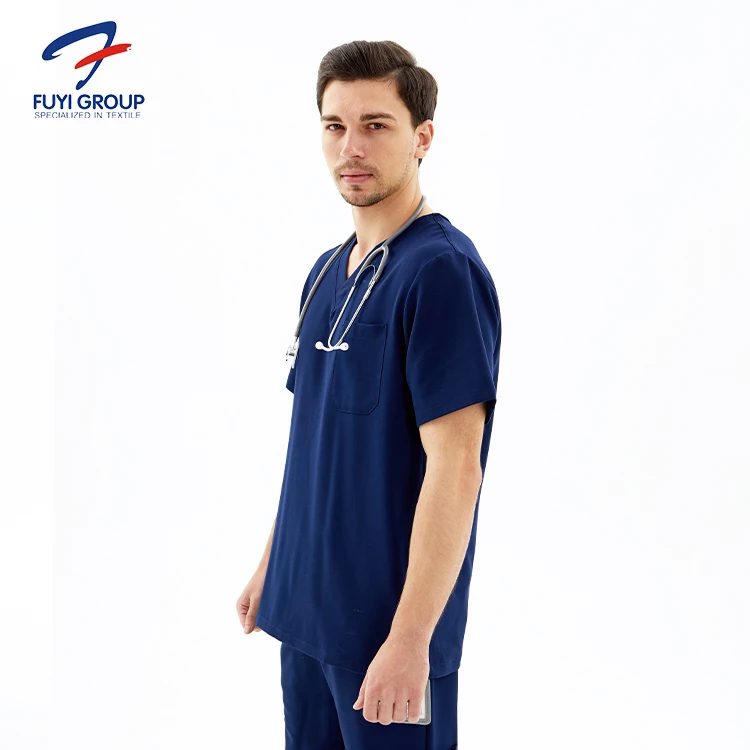 Hospital uniform medical dental workwear female stretch scrubs top printed solid nursing scrubs