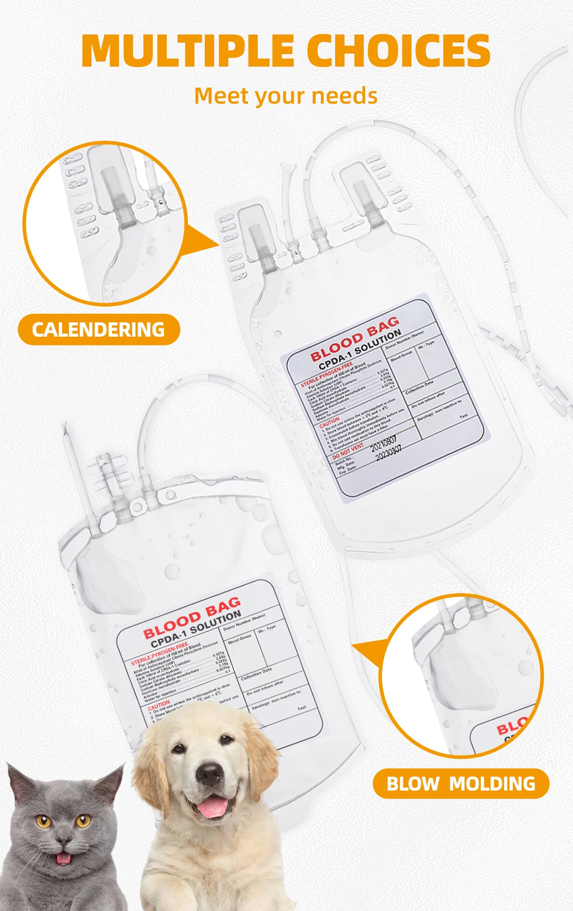 Disposable Blood Collection Bag CPDA-1/CPD+SAGM 450ml single/double/triple/quadruple
