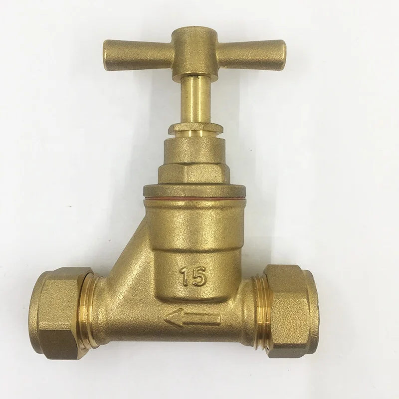 China 15mm brass compression stopcock stop valve tap