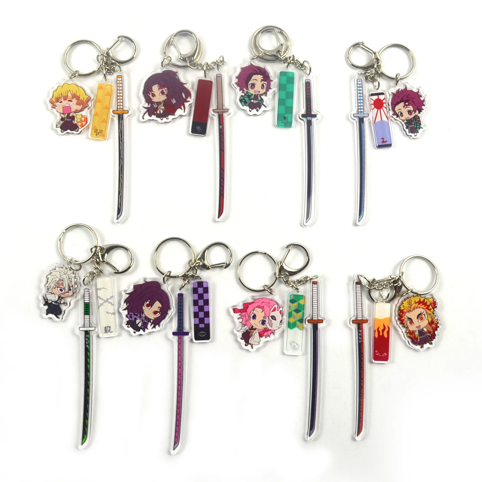 Customized Acrylic Keychain Anime Printed Glitter Key chain Acrylic Charm CNC cutting Acrylic Keychains