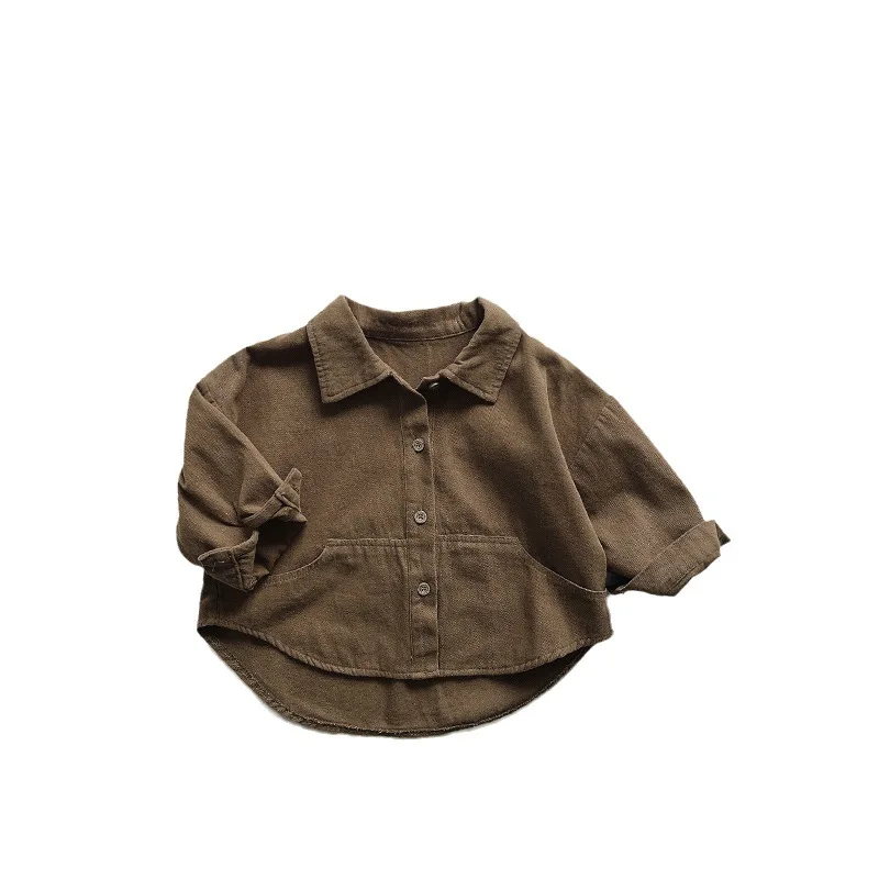 Wholesale High Quality Vintage Boys Shirt Jacket Baby Long Sleeved Blouse Shirt Children Clothes Casual Kids Shirt