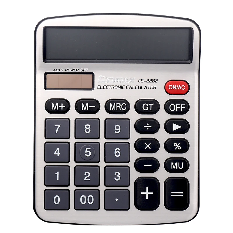 Comix hot selling 12 Digits Two Way Power Battery and Solar Desktop Financial Calculators with Easy-to-Press Big Buttons
