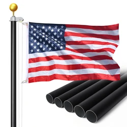 20ft 25ft 30ft  black Telescoping  oxidized  Aluminium Flag pole with  Flag and Golden /silver Ball Topper