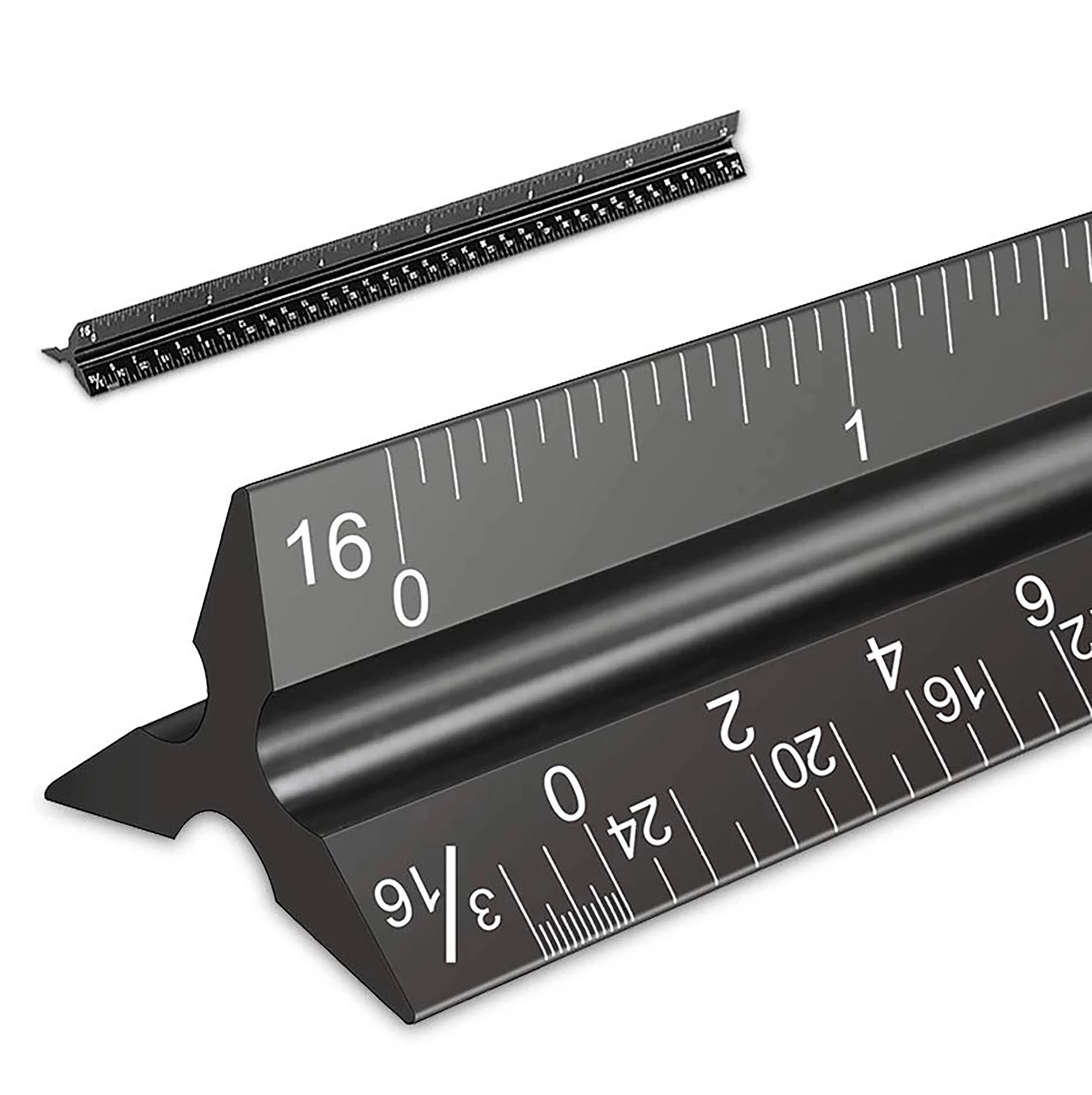 Multifunction Metal 30cm Aluminum Triangular Architect Scale Ruler With Laser Numbers Steel Rule