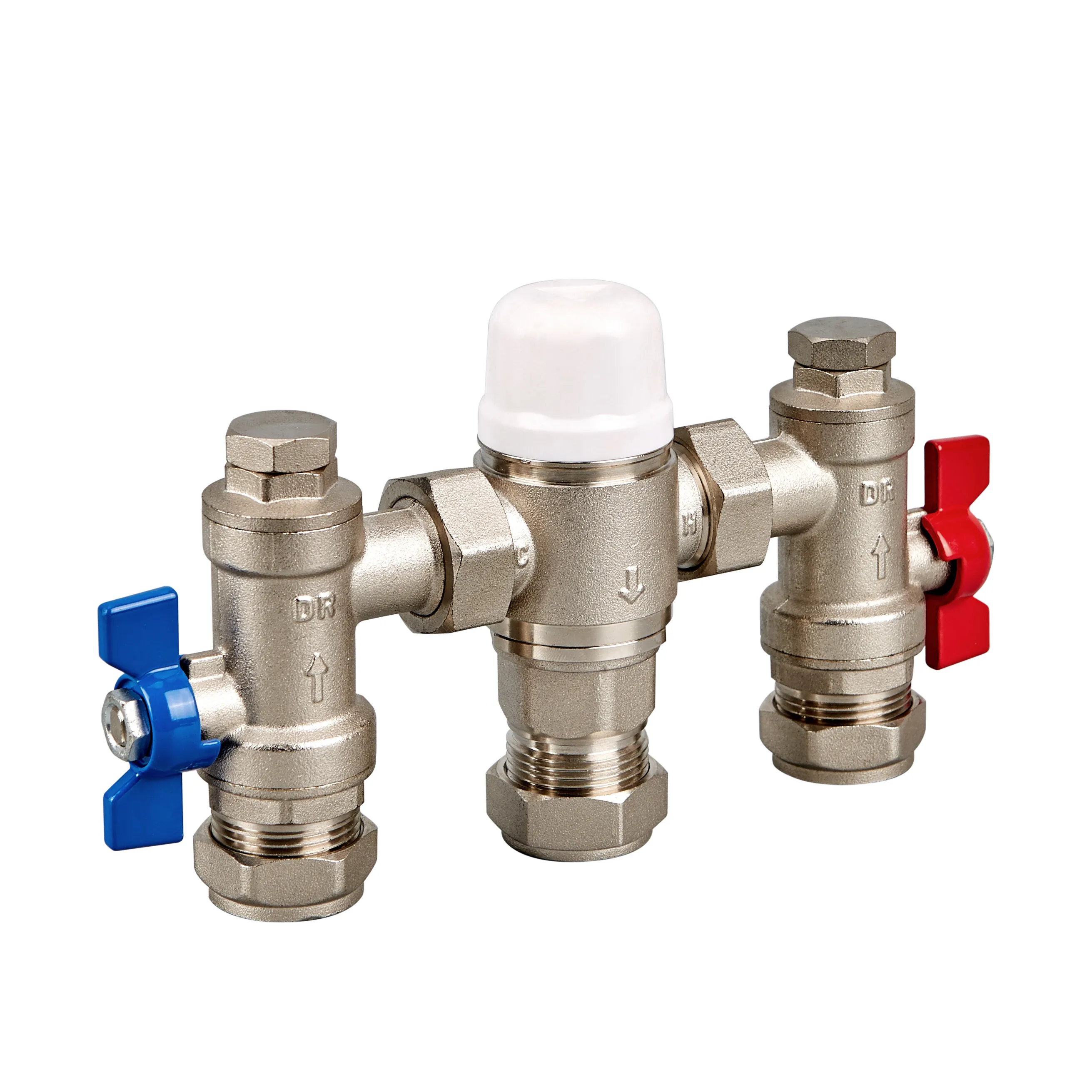 Заводской латунный никелевый клапан контроля температуры Красный Синий клапан горячей и холодной воды