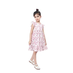 Amazon hot sell 3 years old sleeveless flower print baby girls vintage princess maxi dresses