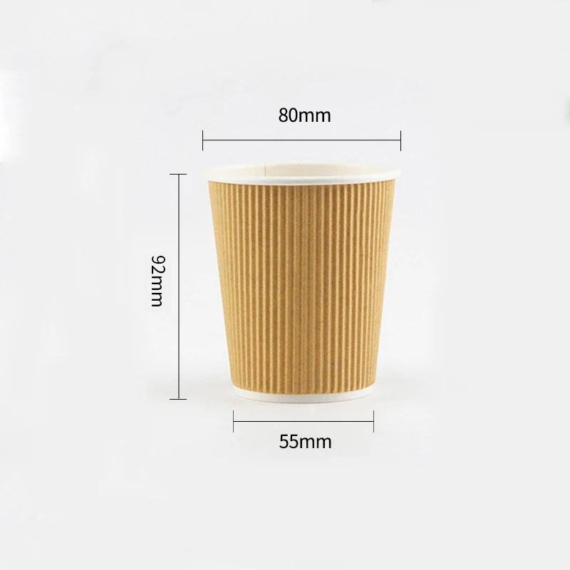 8oz 280ml kraft color coffee hot tea water cup with double wall layer paper cup