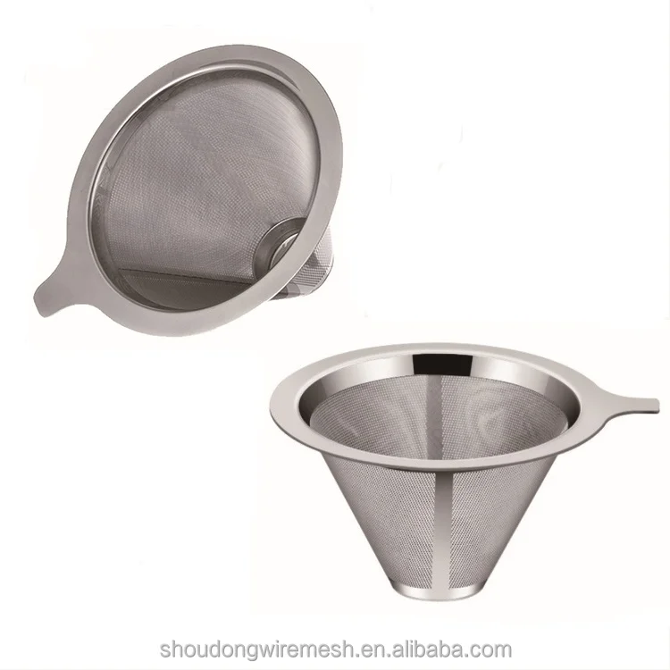 Double layer fine filter permanent reusable ice drop coffee filter 100 150 200 microns stainless steel