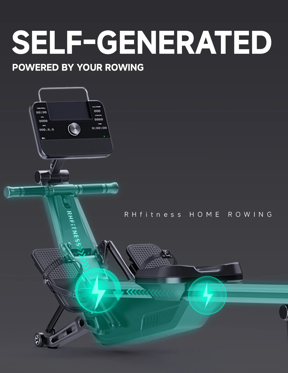 RH Design Commercial Gym Equipment Rowing Machine Concept Air Crane Sports Rowing Machine