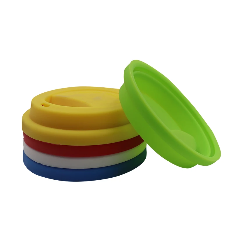 3.5inch Round Shape Colorful Coffee Lid Silicone Reusable Coffee Cup Lid For Juice Tea Coffee Soft Drink cup lid