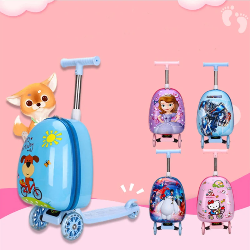 2022 Hot Sale Kids Skateboarding Suitcase Travel Luggage Children Trolley School Bag Travel Smart Luggage Wheeled Suitcases