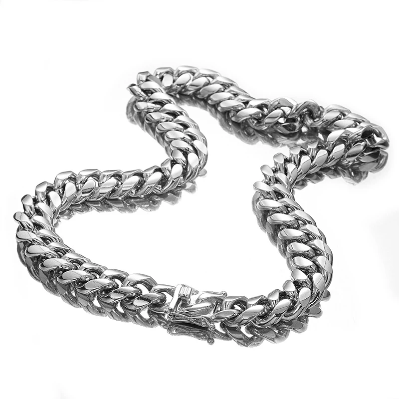 Acier Inoxydable Cadena Cubana Titanium Stainless Steel Cuban Link Chain
