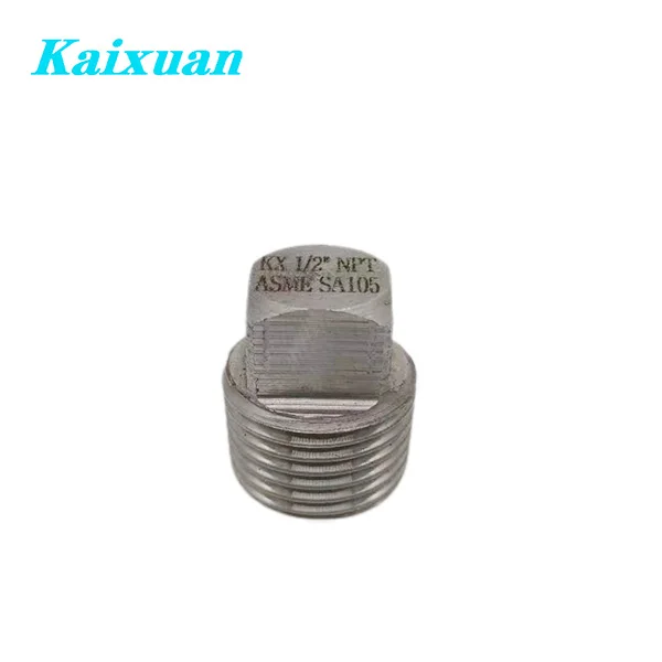 High Pressure Solid Pipe Plug, SUS304 / 316L Stainless Steel Square Head Plug NPT Male Thread Pipe Fitting