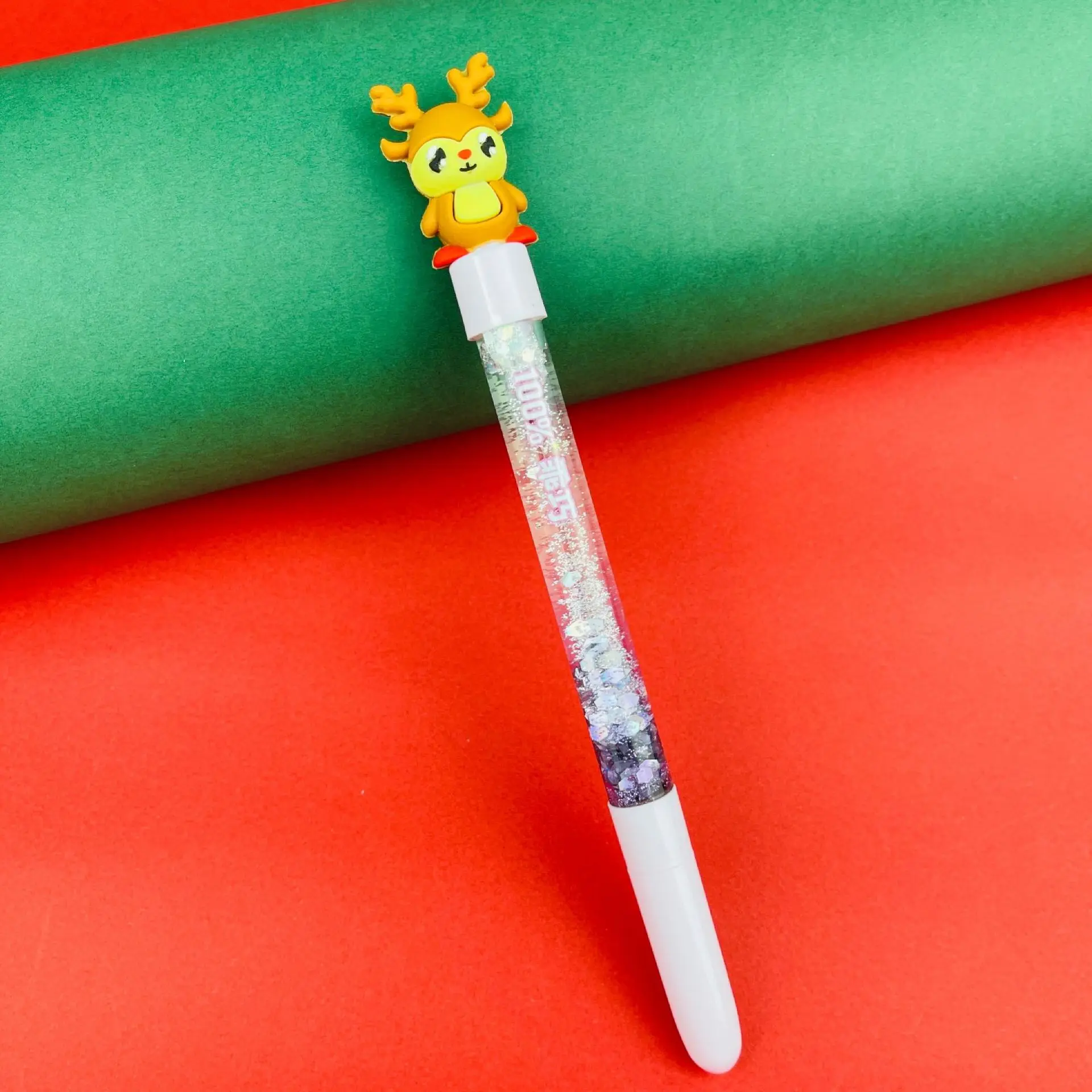 2022 New Father Christmas Elk Sequin Liquid Quicksand 0.5mm Gel Ink Pen Cartoon Unicorn Gel Pen