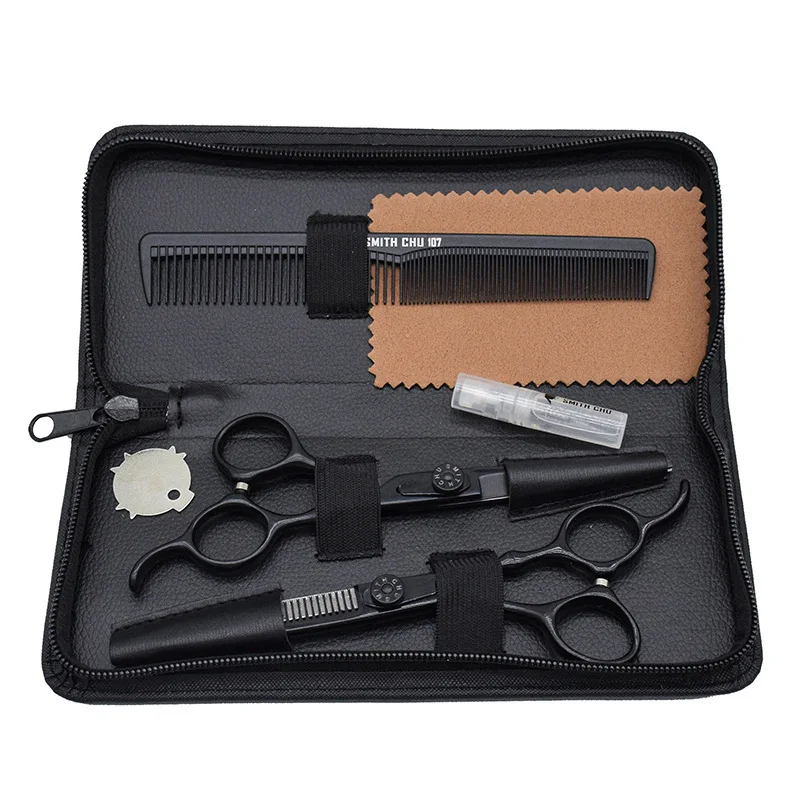 Professional Hairdressing Salon Stainless Steel Scissor Comb Set Barber Black Shears Sets Hair Cutting Scissors Set