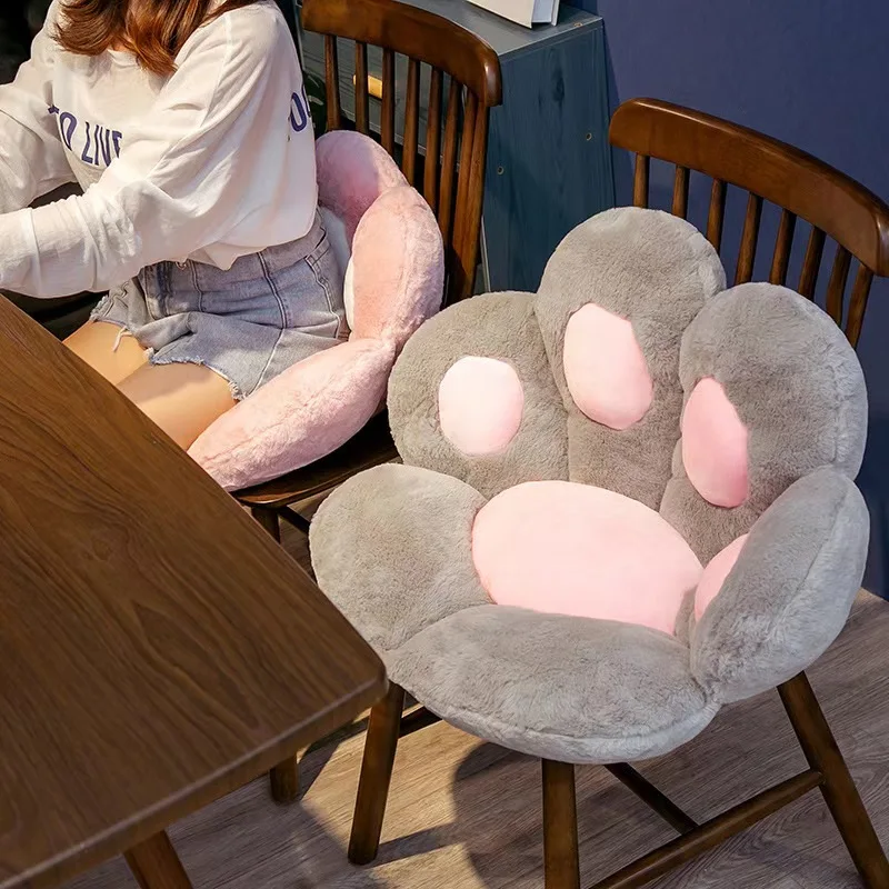 Cute Cat Paw Back Pillows Plush Chair Cushion Plush Seat Cushions for Home Sofa Mat Office Hotel Café Chair Seat Back Cushion