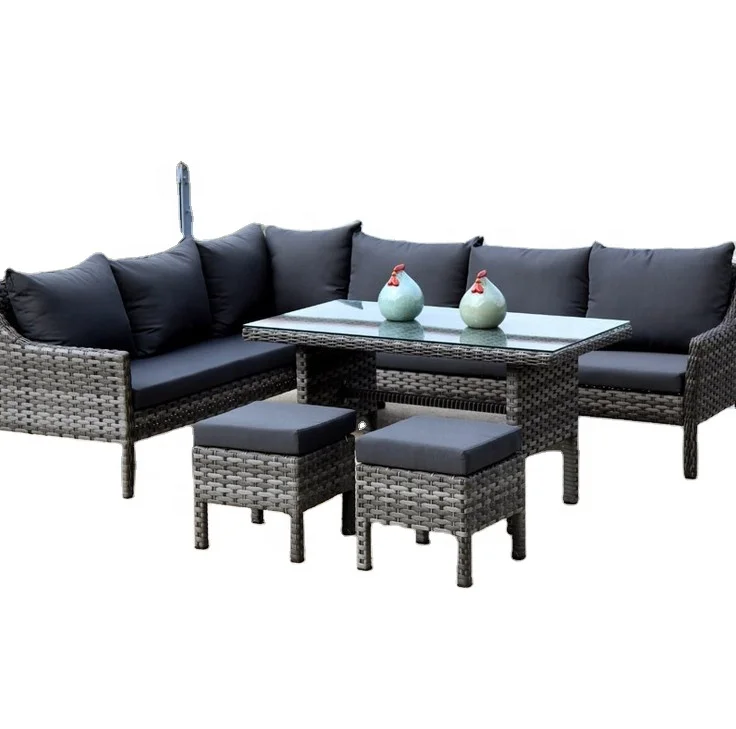 
Modular Sectional Outdoor Sofa Set 6 Pcs Grey Aluminum Platform Lounges Garden Lounge Set Outdoor garden furniture S240 