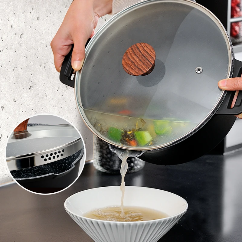 Hot Selling 24cm Aluminum Foil Casserole Pot High Quality Nonstick Kitchen Cooking Pots with Custom Logo Casseroles Pan Set