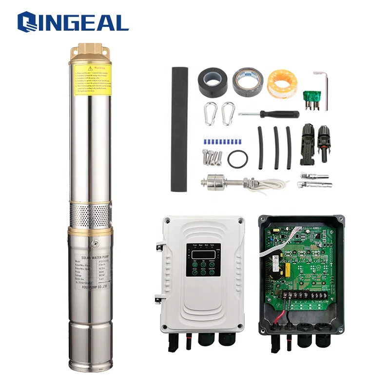 120m head submersible solar pump feili river water solar borehole pump with controller and solar water pump