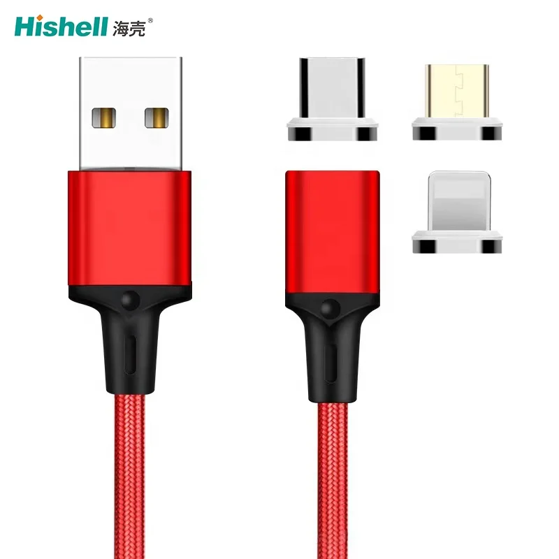 Wholesale On stock 3 in 1 magnetic charging cable micro usb lighting phone