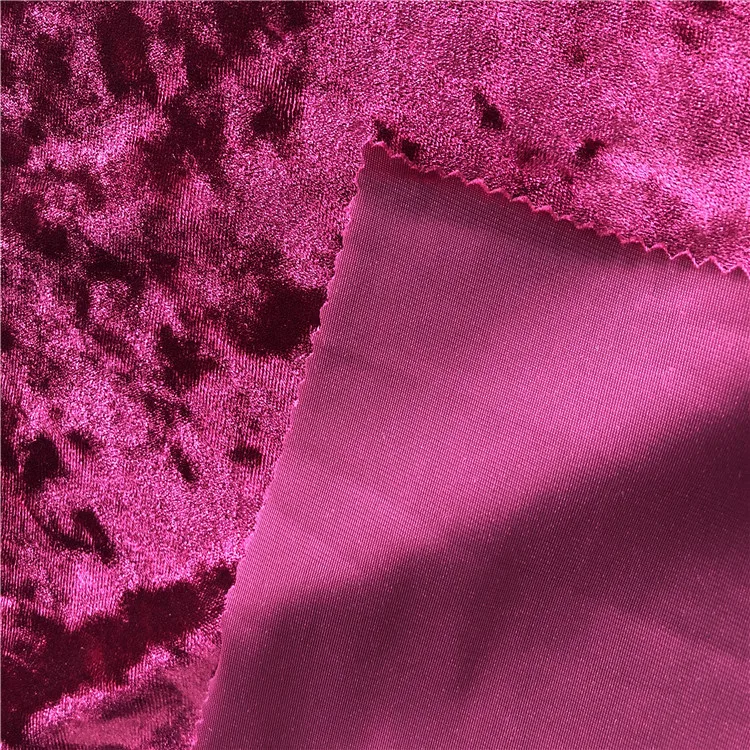 KS polyester spandex knitted warp 4 way stretch crushed ice velvet dress fabric with for clothing