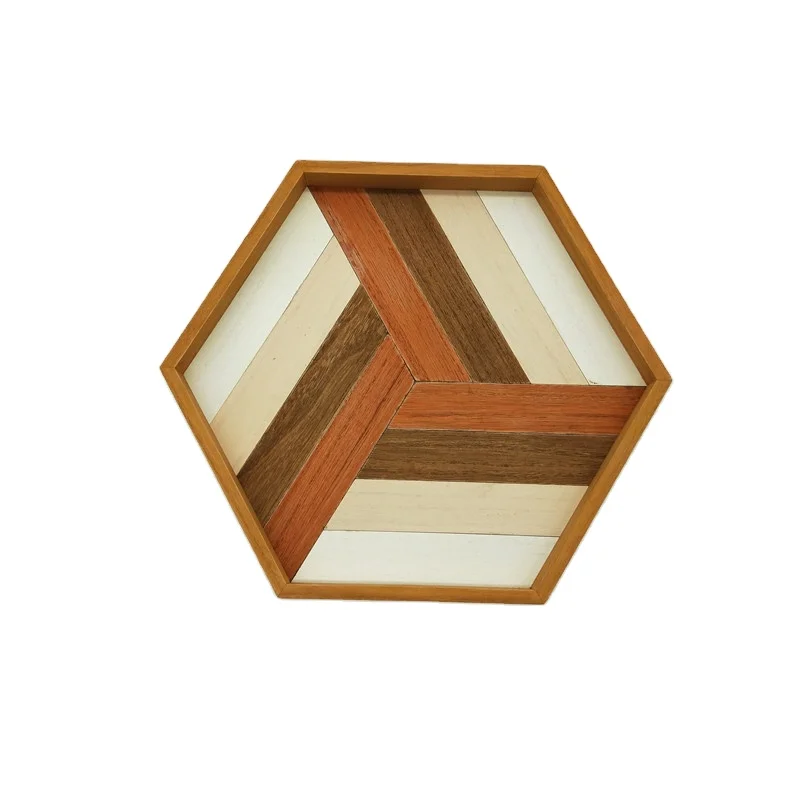 
Wooden hexagonal splicing tray can be used as a serving tray in a restaurant or as a decorative tray for cakes and cheese 