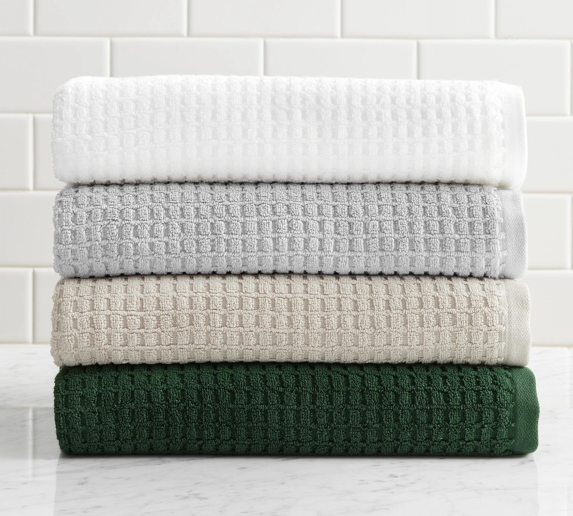 OEM Customization Colors Available 100% Cotton Terry Waffle Bath Hand Towel Wash Cloth 3-pieces Sets 500GSM with Print LOGO