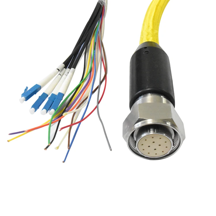 Outdoor Armored Optical Yellow ROV Hybrid Floating Cable 4-Optical 10-Power Stainless steel Photoelectric Underwater Connector