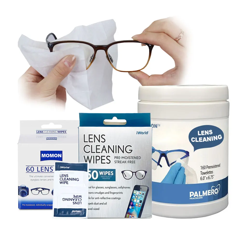  Anti Fog Glasses Cleaning Wet Wipes Manufacturer Ready To Ship 10 Pcs Per Bag Bamboo Biodegradable Nonwoven Eye