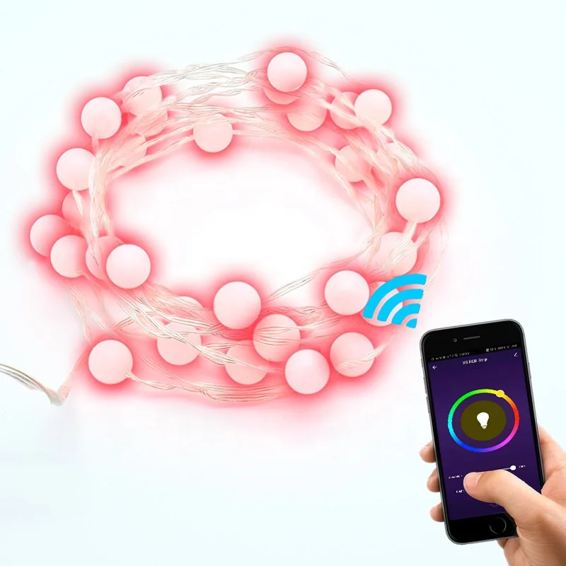  2021 новый дизайн 5 м/10 м Bluetooth Wifi смарт-строка свет рождественской елки на открытом воздухе украшения свадебные светодиодный шар с пересекающимися мигающими звездами