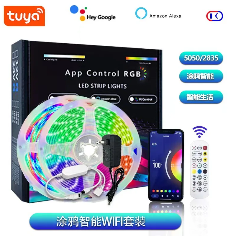 Tuya LED Strip Light Intelligence Home Lighting Google Alexa Wifi Voice Control RGB Colorful Flexible LED Rope Light