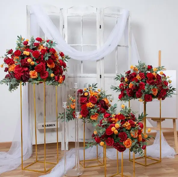 Hot sale Multi sizes 50cm~80cm Wedding Table flower Centerpieces Road Lead Floral Silk Flower Ball