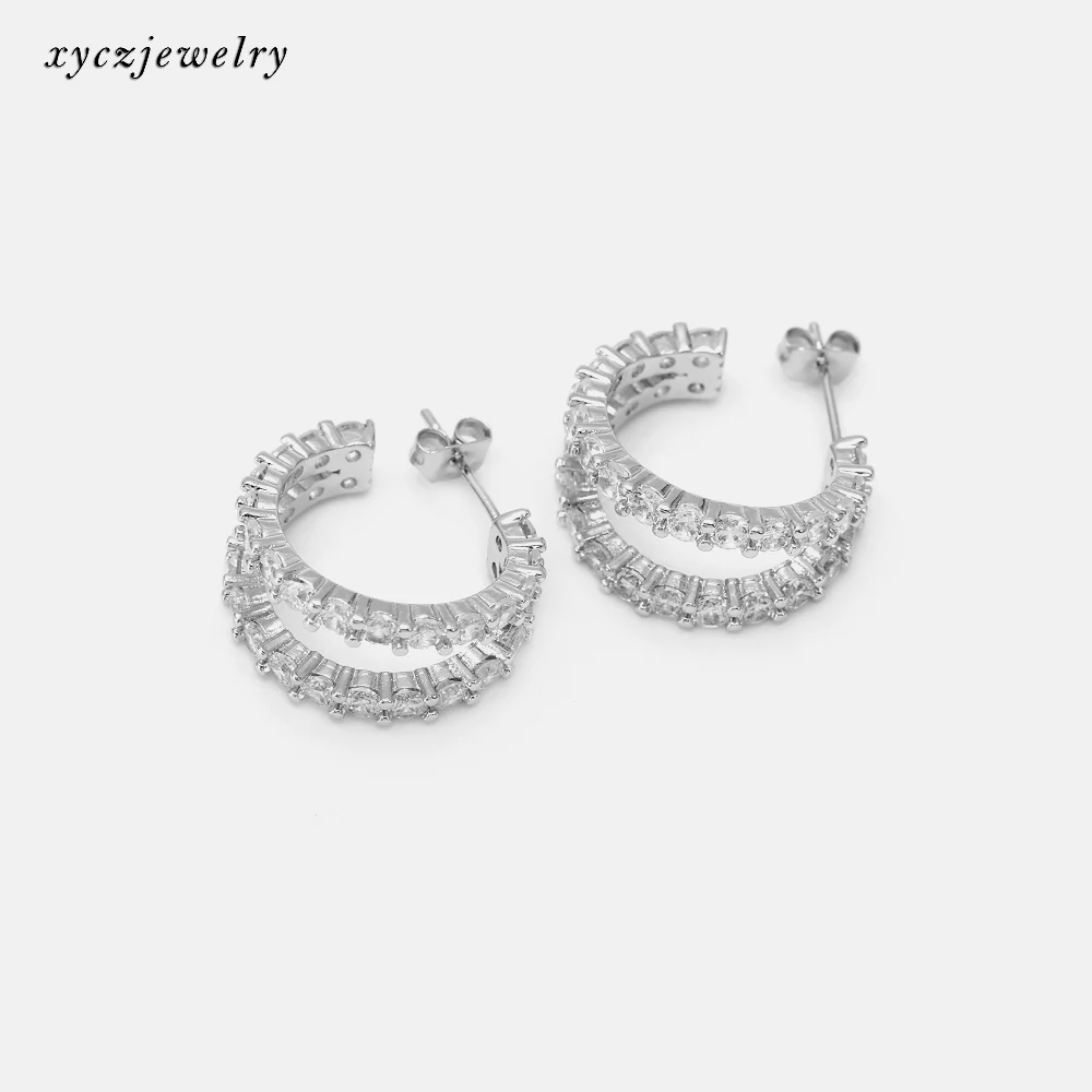  Xingyu cz серьги-кольца 18K
