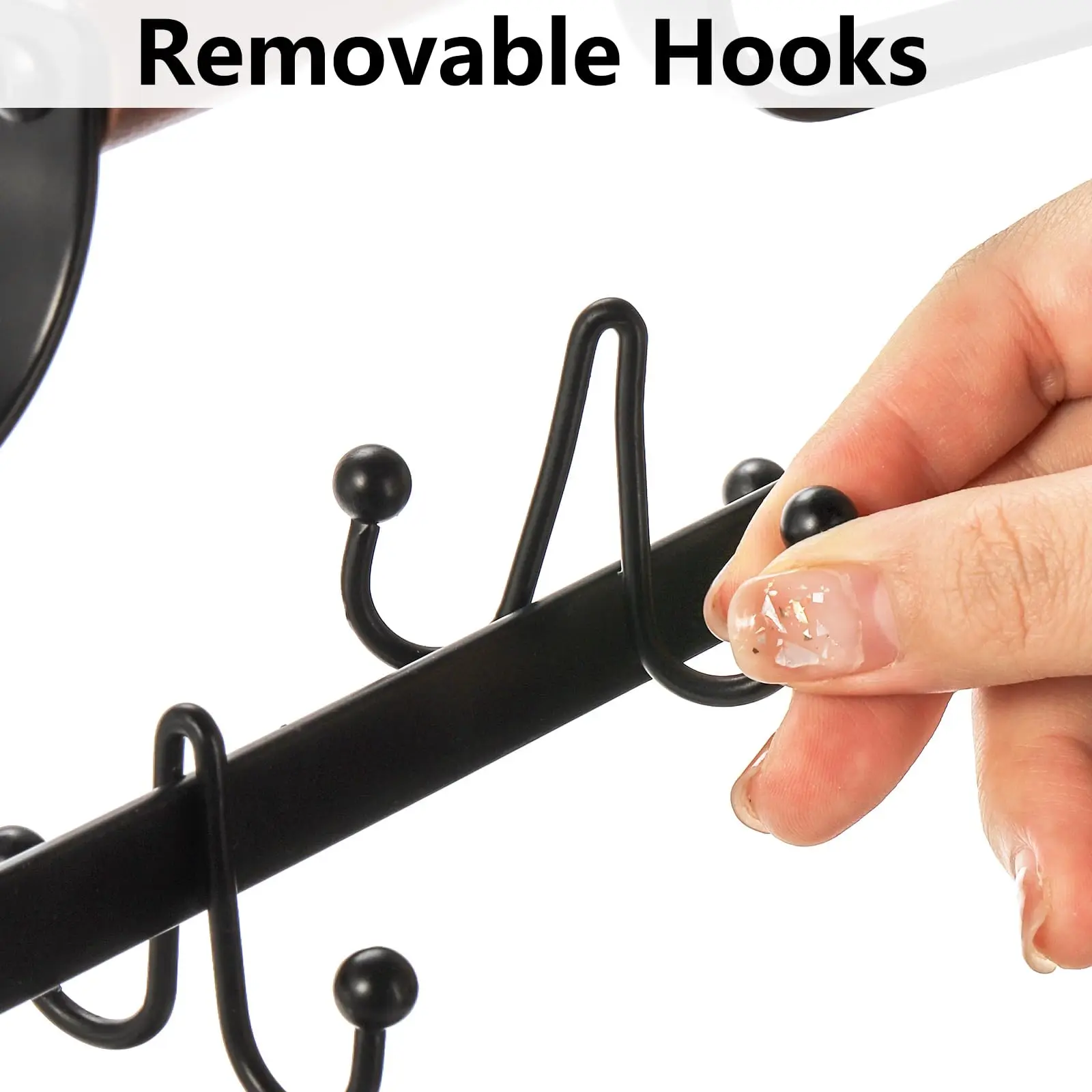 Coffee Mug Holder with Removable Hooks, 6 Coffee Cup Organizer for Countertop, Metal Coffee Pod Storage Spice Rack Stand